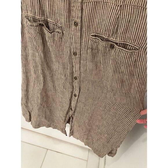 GUDRUN SJODEN 100% Linen Striped Button front Shirt Dress Pockets MEDIUM - Picture 4 of 8